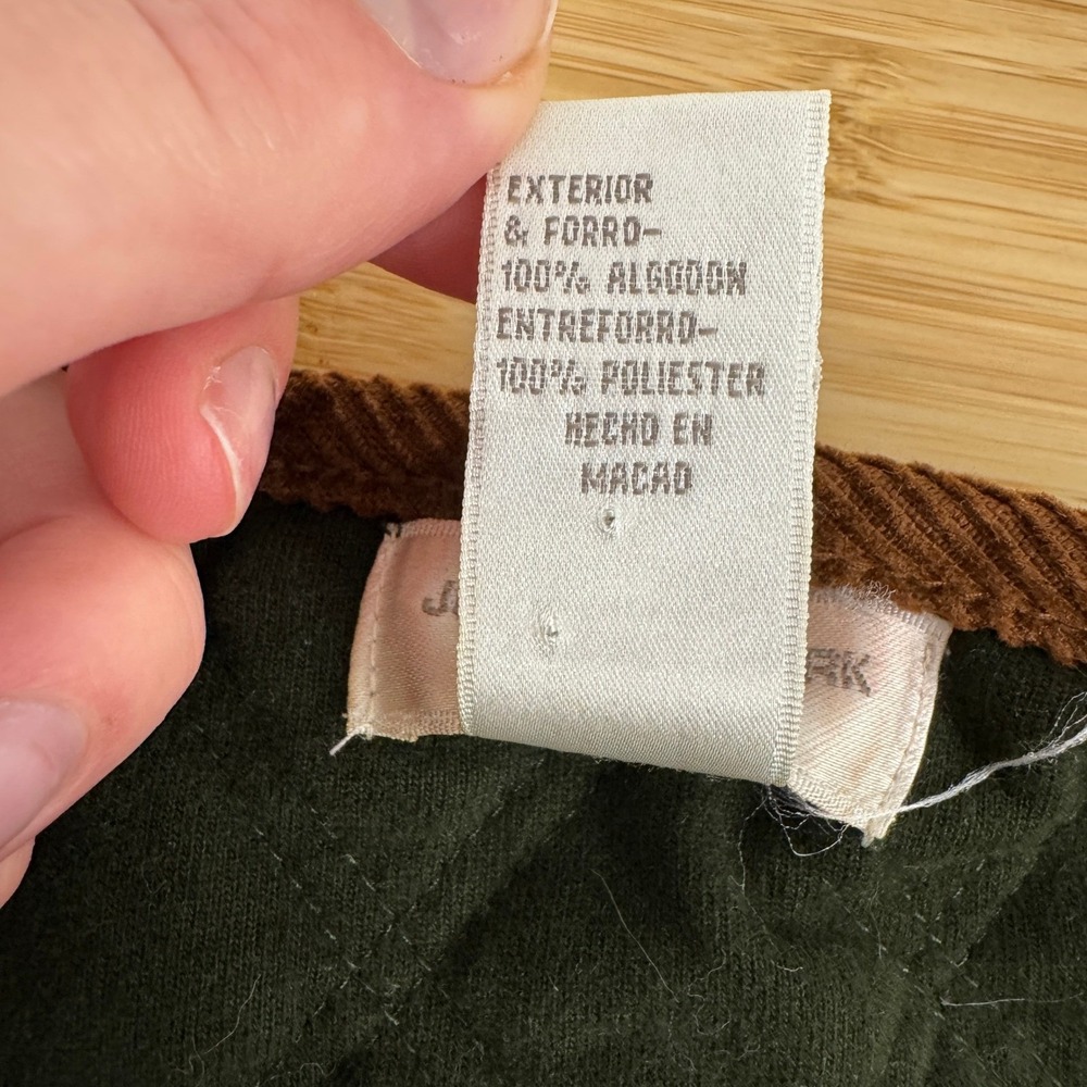 VTG! Jones New York Sport Quilted Jacket S Equestrian Belt Print Green Brown - Picture 9 of 12